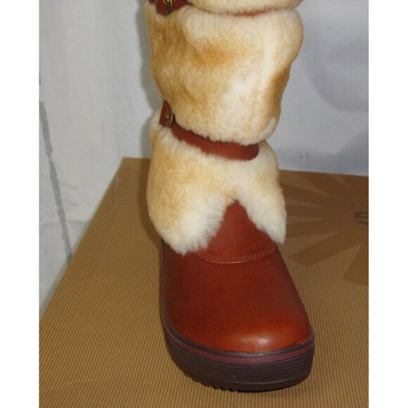 UGG Australia LILYAN Mahogany Waterproof Leather Sheepskin Boots Size US 6 NIB - Picture 4 of 7